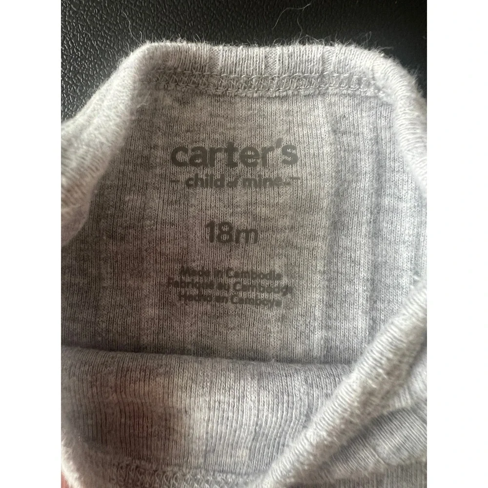 Carters Child of Mine Baby Bodysuit 18M Heather Grey Short Sleeve Onesie (0954)